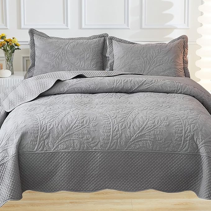 MarCielo 3-Piece 100% Cotton Oversized Bedspread Lightweight Quilt Coverlet by MarCielo