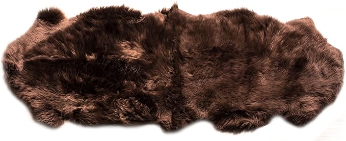 Natural & Genuine Dark Brown Sheepskin Rug, Real Fluffy Double Pelt 2x6 ft Fur - Image 9