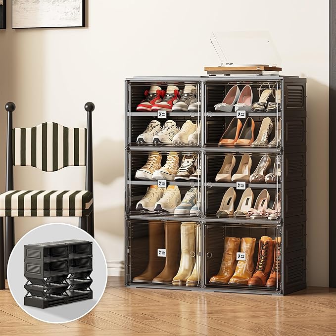 Black Shoe Rack Organizer Cabinet by Unknown