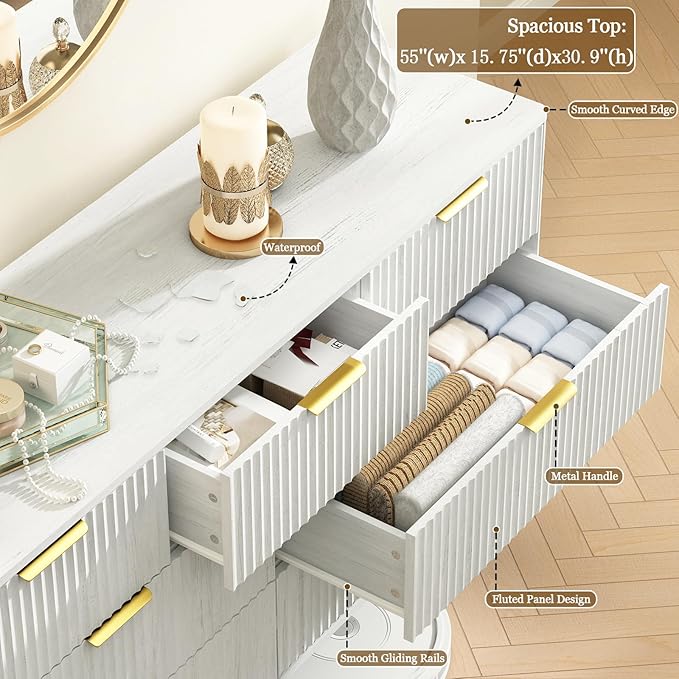 CARPETNAL Fluted 7 Drawer Dresser - Image 7