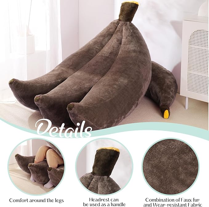 Banana Bean Bag Chair with Ottoman, Floor Sofa Bed with Footrest, Comfy - Image 4
