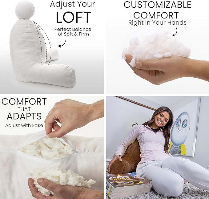 Husband Pillow Chocolate, Original Reading Pillow in Bed Rest Chair, Shredded - Image 2