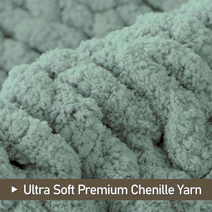 Chunky Knit Throw Blanket 60"X 80", 100% Handmade - Image 7