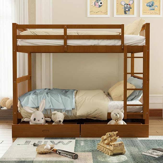 Merax Full Over Full Size Wood Bunk Bed - Image 3