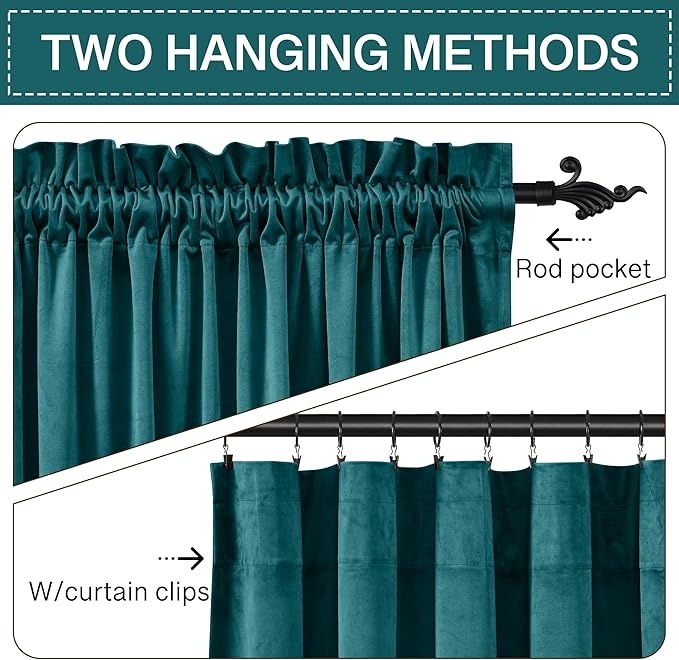 StangH Velvet Blackout Curtains Teal - Image 3