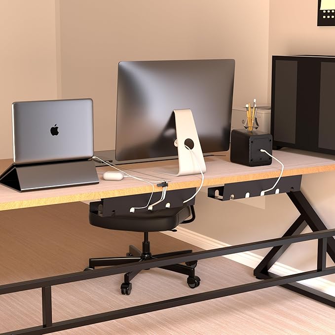 2 Pack 17" Under Desk Cable Management Tray, Metal Wire Management Standing - Image 7