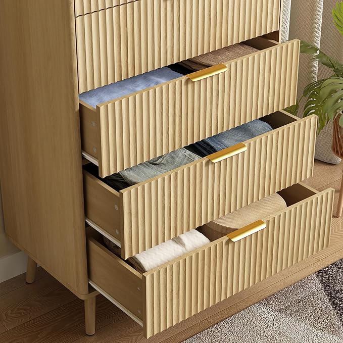 CARPETNAL Fluted 5 Drawers Dresser - Image 7