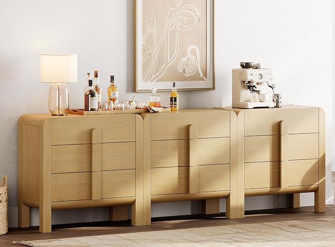 WAMPAT 3 in 1 9 Drawer Dresser for Bedroom, 94.5" Wide Mid Century Modern Wide - Image 4