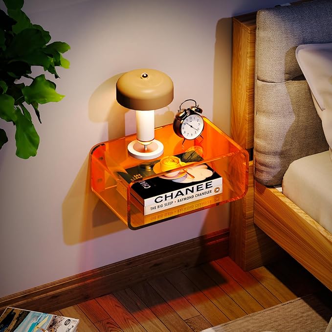 Acrylic Floating Nightstand, Bedside Table, Nightstand Shelf Wall Mounted - Image 9