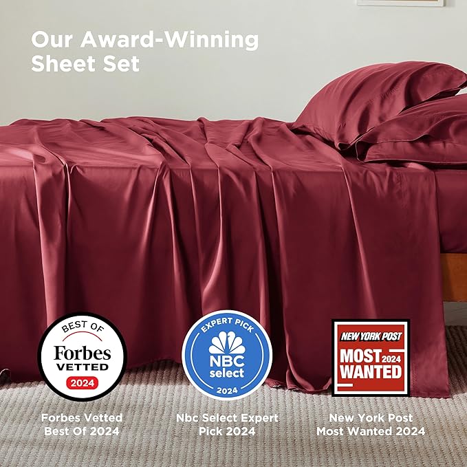 Bedsure California King Sheet Sets, Cooling Sheets, Rayon Derived from Bamboo - Image 3
