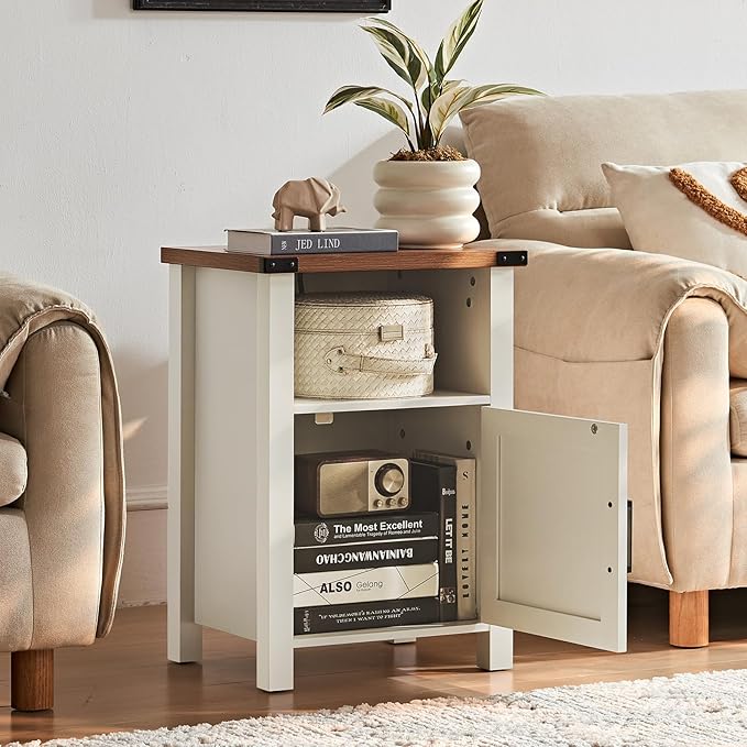 Joaxswe Nightstand with Charger Station and USB Port, 18 Inch Farmhouse Night - Image 5