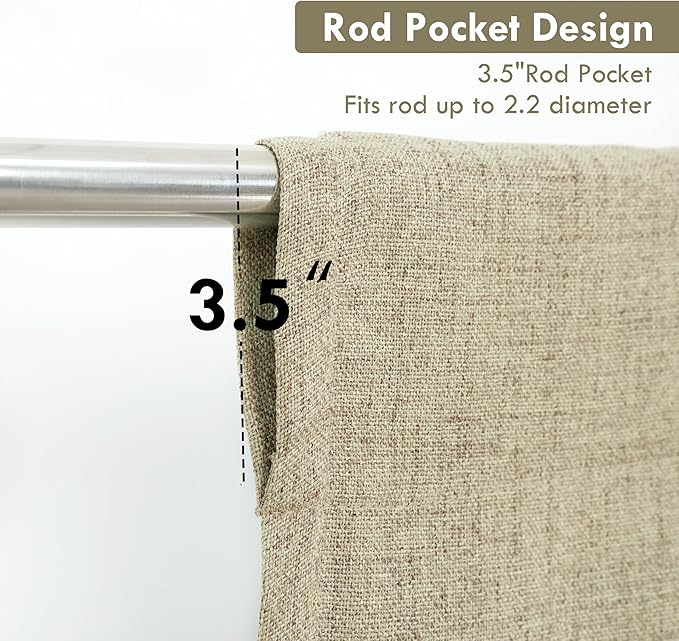 DriftAway Double Layer Linen Blackout Tie Up Curtains Thermal Insulated Fully - Image 5