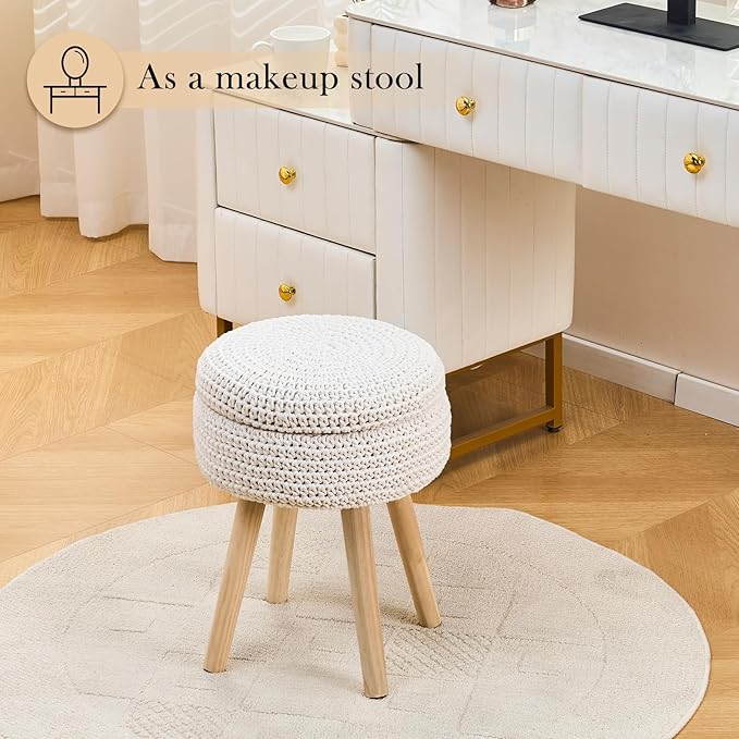 LGENHOOM Round Foot Stool Ottoman - Image 6