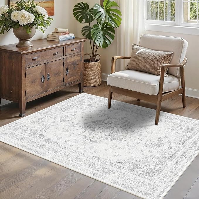 3x5 Vintage Washable Area Rugs Boho Medallion Large Distressed Retro Accent - Image 3