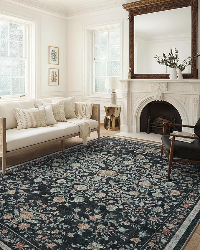 AMADA HOMEFURNISHING Area Rugs 9x12, Washable Floral Rug Non Slip Large Living - Image 9