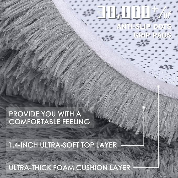OLANLY Light Grey Round Rugs for Bedroom - Image 6