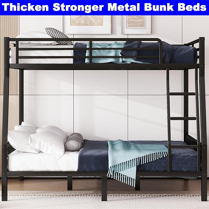 Upgraded Version Thicken Metal Heavy-Duty Full Over Queen Bunk Bed, Best Modern - Image 7