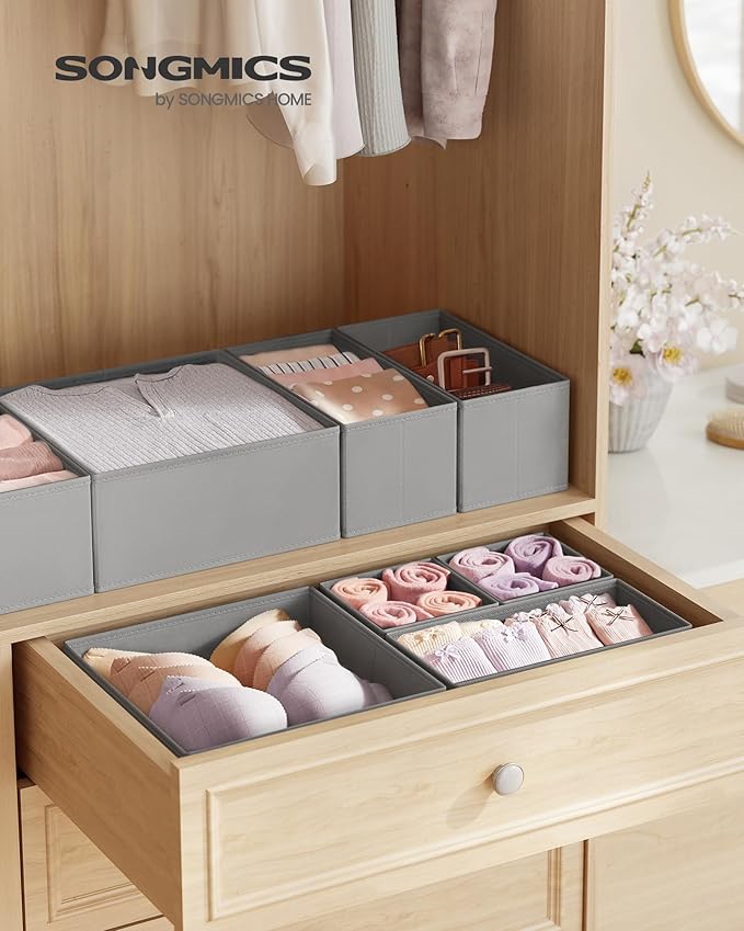 SONGMICS Drawer Organizer, Dresser Drawer Organizers, Foldable Fabric Storage - Image 2