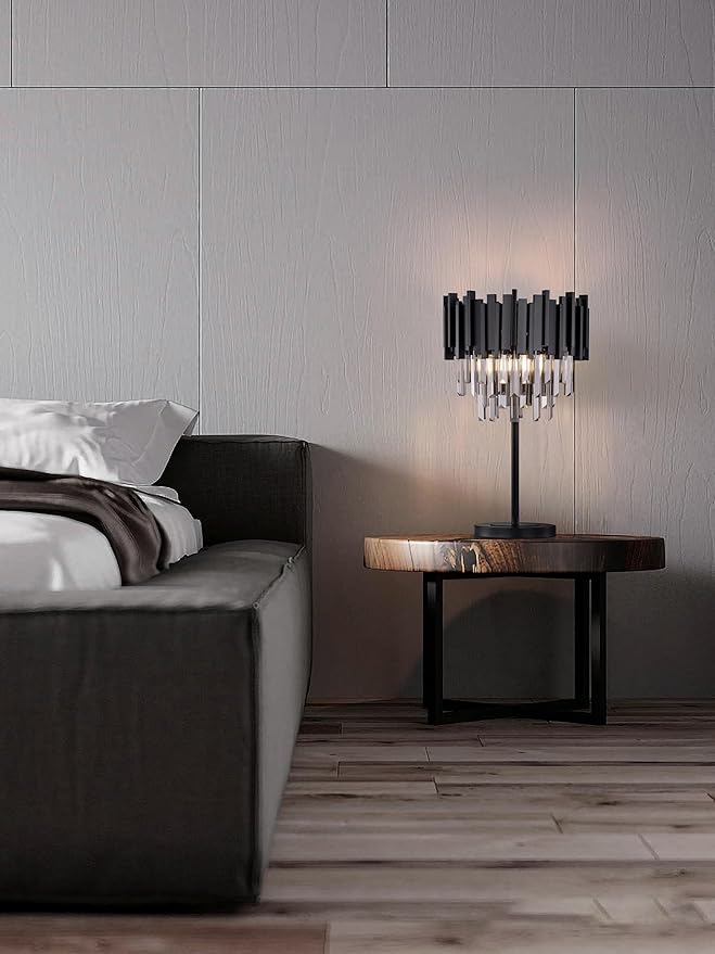 Wellmet Grey Crystal Table Lamp, 3 Lights Table Lamps - Image 3