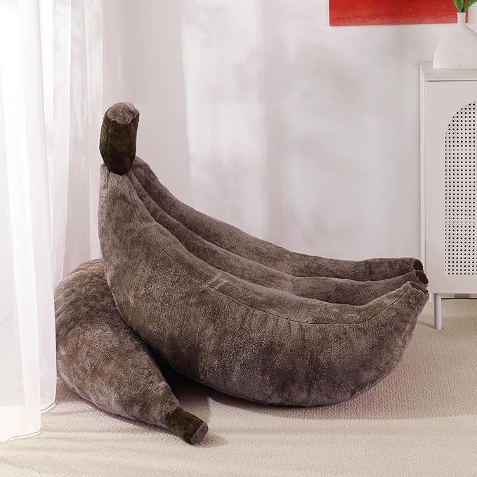 Banana Bean Bag Chair with Ottoman, Floor Sofa Bed with Footrest, Comfy - Image 7