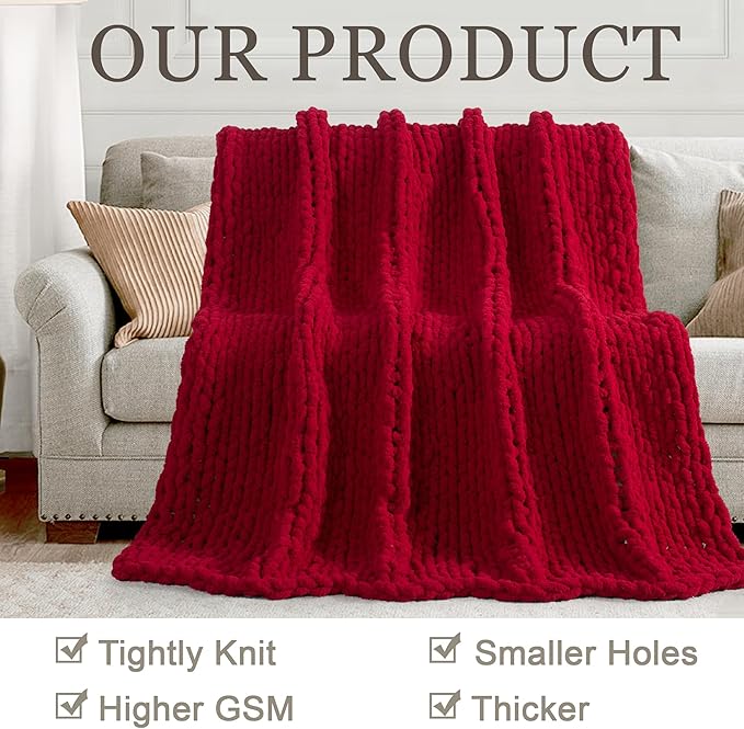 Chunky Knit Throw Blanket 50"X 60", 100% Handmade - Image 4