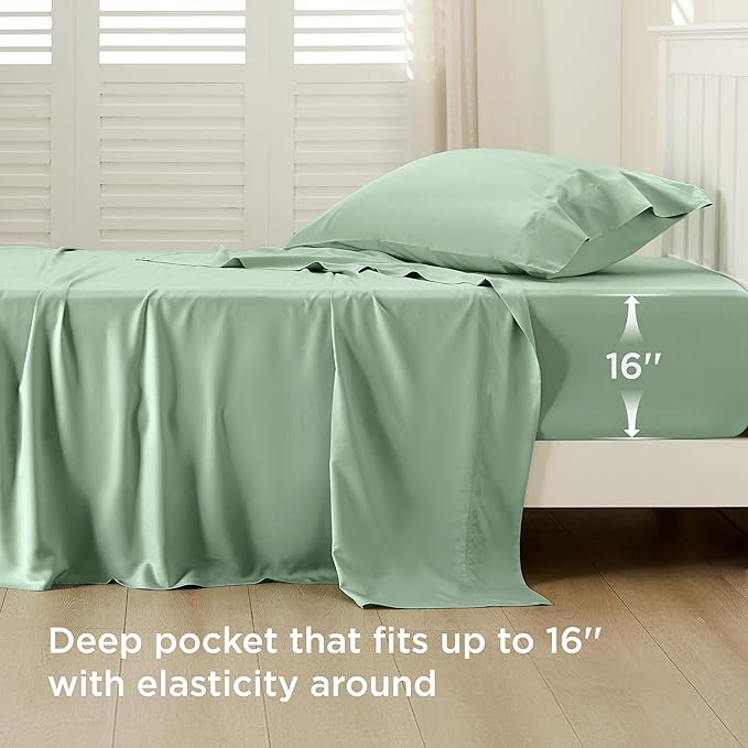 Bedsure Cooling Sheets Twin XL, Rayon Derived from Bamboo, Breathable & Soft - Image 3