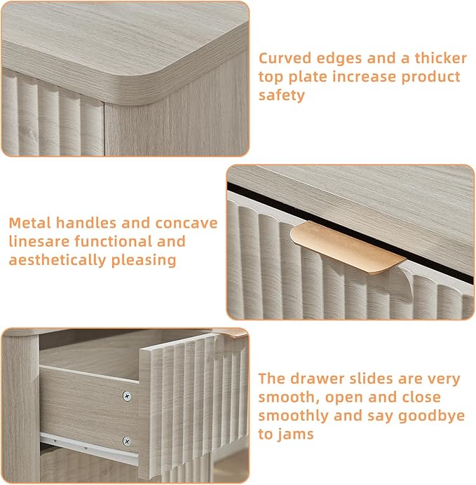 LEYAOYAO 23" Wide Fluted Farmhouse Night Stand Set of 2 - Image 7