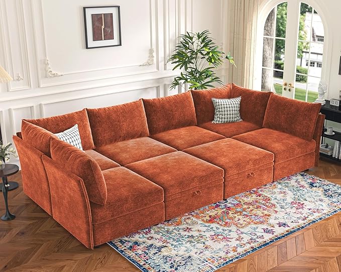 ABCASA 136.4" Oversized Modular Sectional Sleeper Sofa Bed, U Shaped by ABCASA