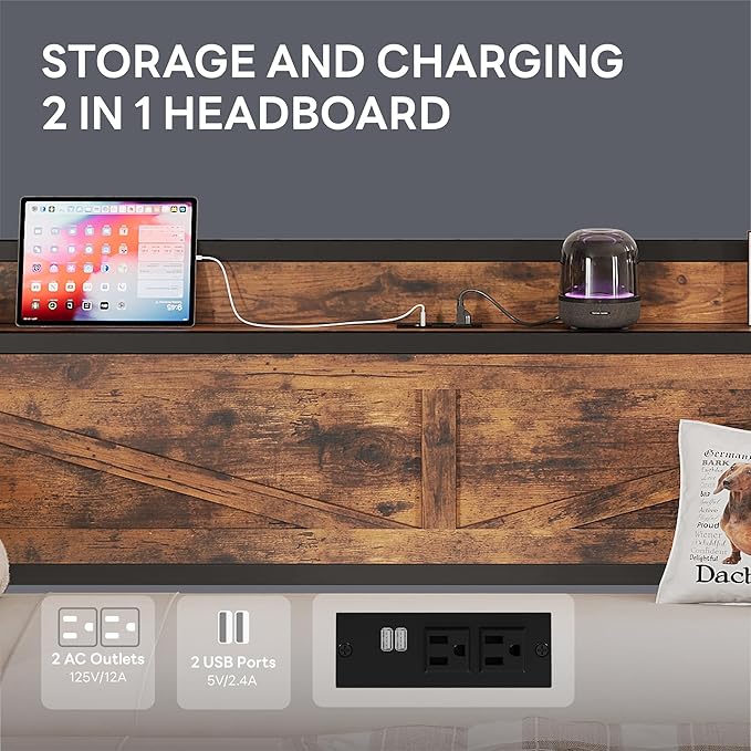 LIKIMIO Twin Daybed with Trundle Bed, Storage Headboard with Charging Station - Image 6