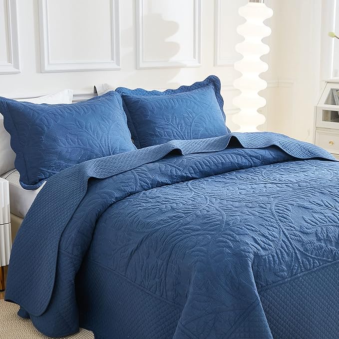 MarCielo 3-Piece 100% Cotton Oversized Bedspread Lightweight Quilt Coverlet - Image 4