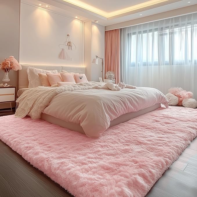 PAGISOFE 3x5 Pink Fluffy Shag Area Rugs - Image 8