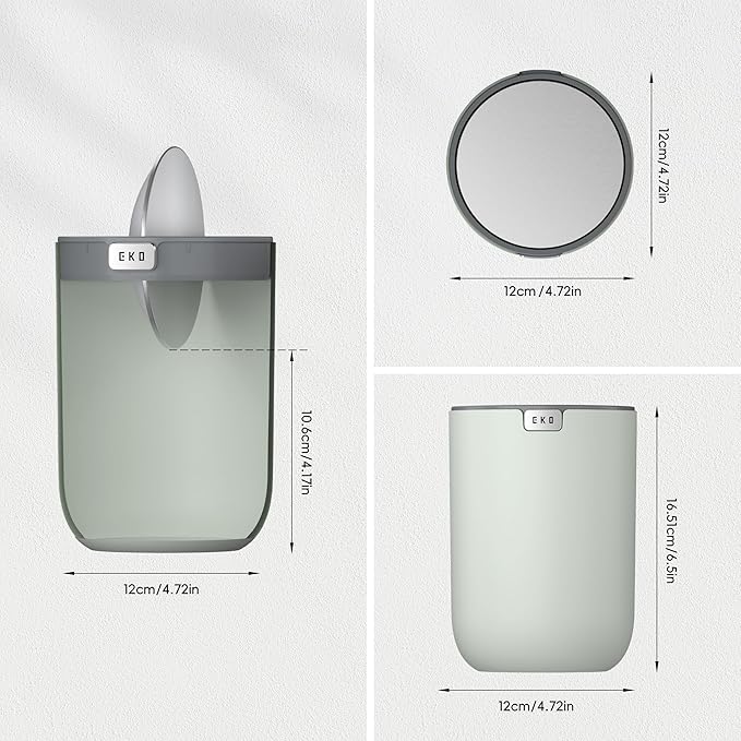 EKO Mini Desk Trash Can with Swing-Top Lid 0.4 Gallon Small Table Round - Image 2