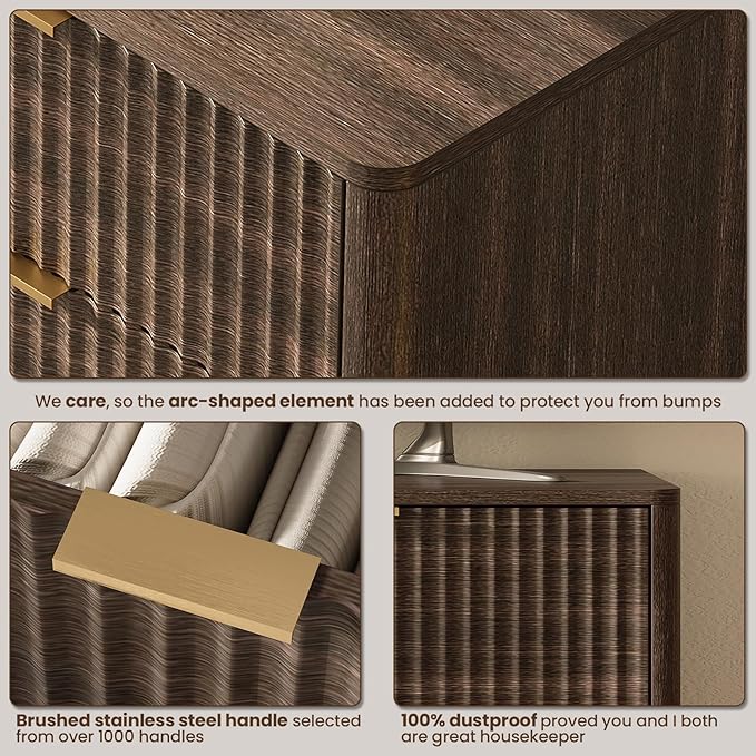63'' Wide 9 Drawers Dresser for Bedroom, Modern Fluted Vertical Chest - Image 8