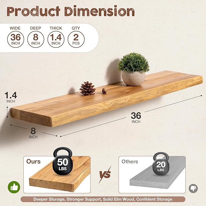fuqing Live Edge Floating Shelves - Image 3
