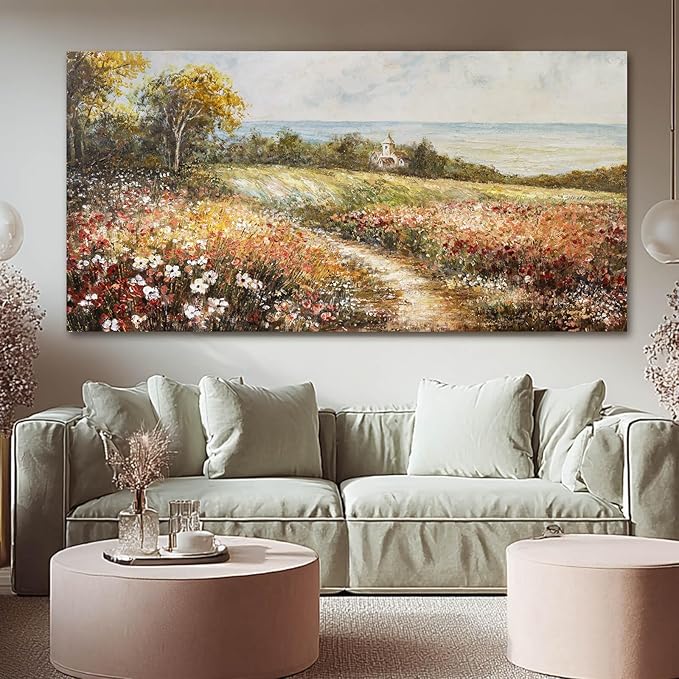 YETHEN WAL Wildflower Meadow Landscape Wall Art - Image 5