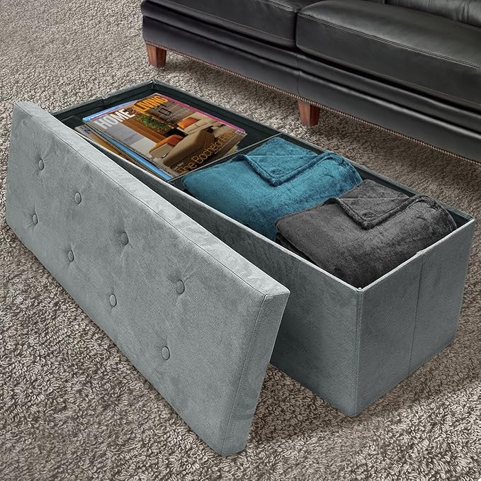 Sorbus Storage Ottoman Bench – Collapsible/Folding Bench Chest - Image 8