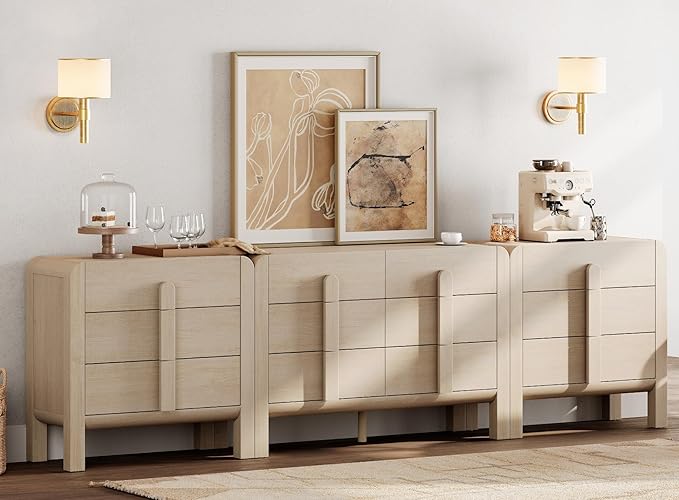 WAMPAT 3 Piece Bedroom Dresser Set, 110.2" Wide Mid Century Modern Chest of - Image 3