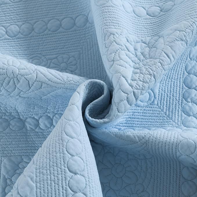 MarCielo 3-Piece 100% Cotton Oversized Bedspread Lightweight Quilt Coverlet - Image 9