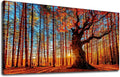 Large Forest Wall Art Forest Sunset Canvas Pictures Red Leaf Trees Landscape by yearainn