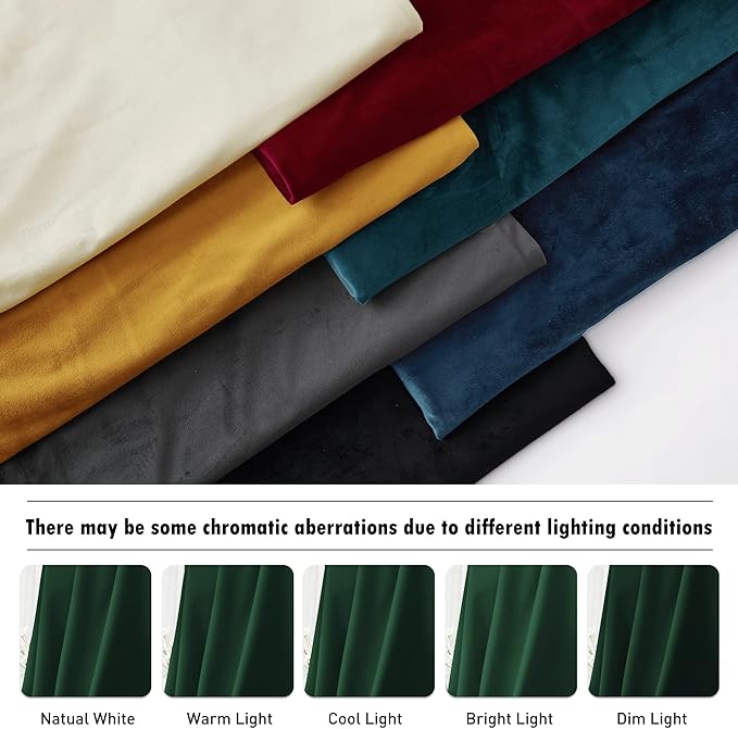RYB HOME Hunter Green Velvet Curtains 72 inches Length - Image 7