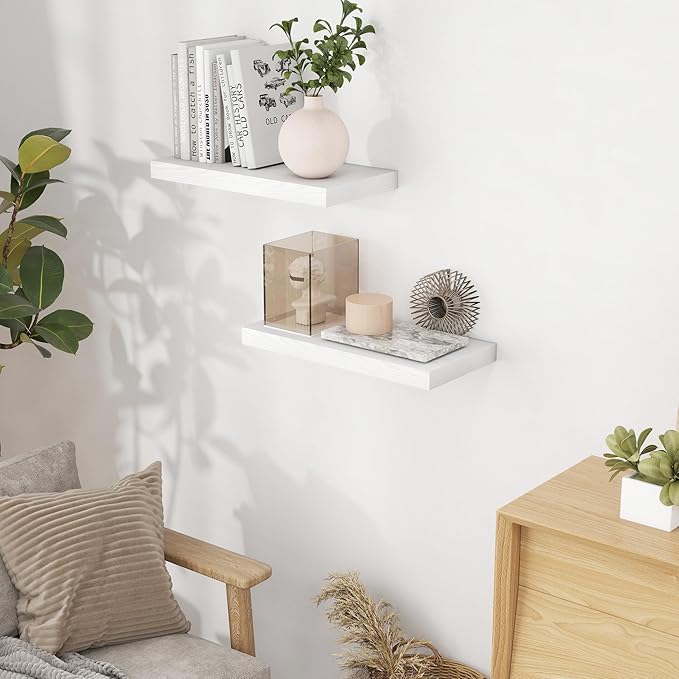 Fun Memories Floating Shelves 16 Inch Long, Wall-Mounted Bathroom Shelves Set - Image 2