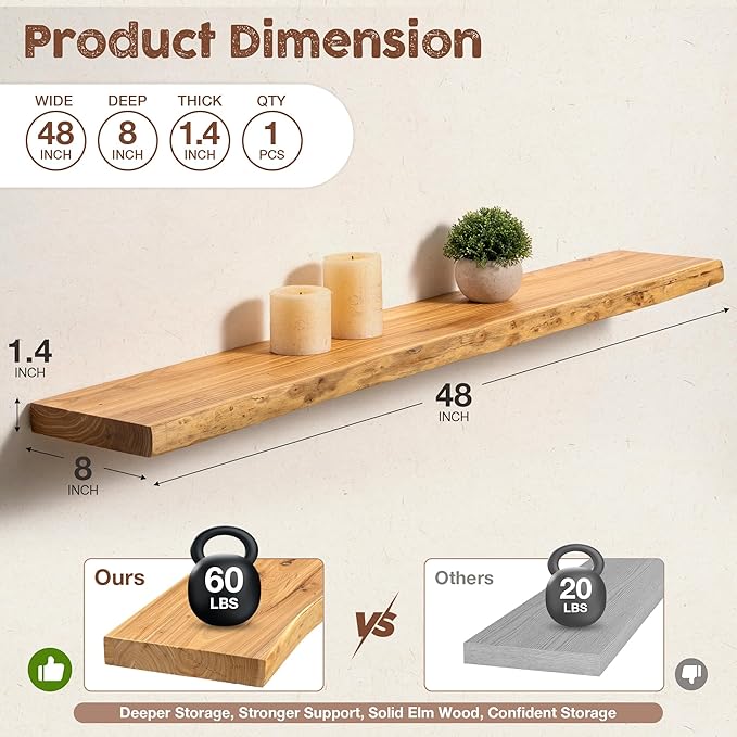 fuqing Live Edge Floating Shelves - Image 3