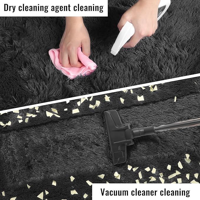 PAGISOFE 6x9 Fluffy Bedroom Rugs Black Modern Living Room Machine Washable Area - Image 6