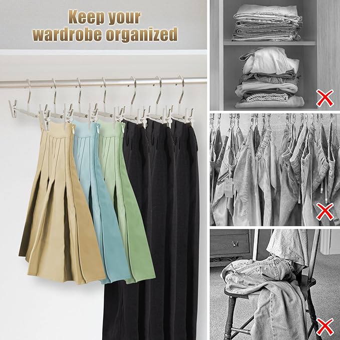 VWV 10-Pack Adjustable Women's Skirt and Pants Hangers, Space-Saving, Suitable - Image 6