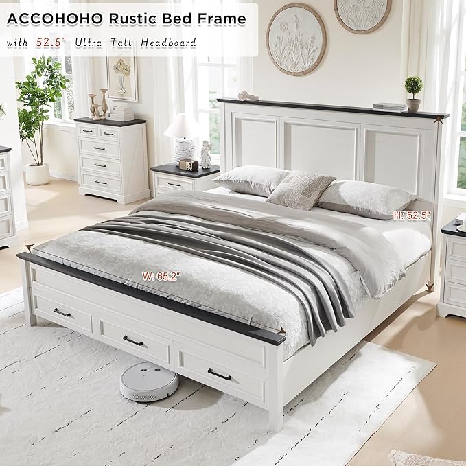 ACCOHOHO Farmhouse Queen Size Bed Frame - Image 3