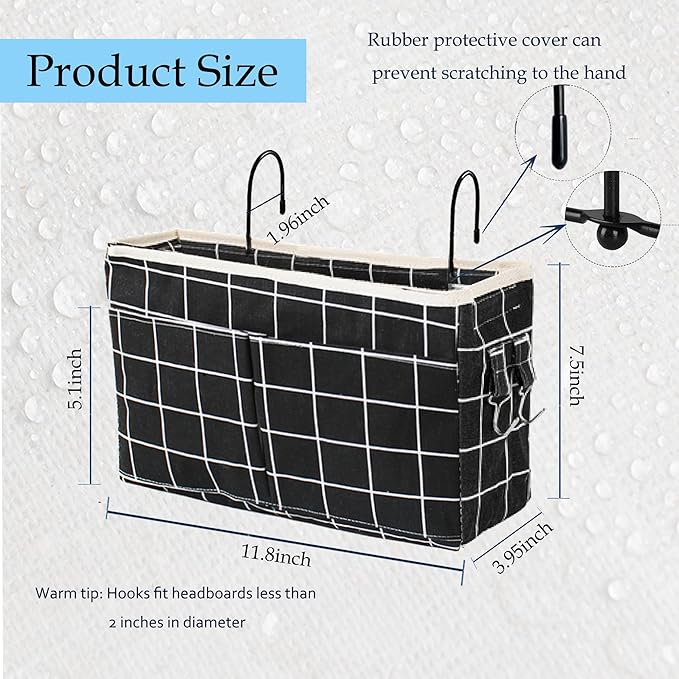 Someteth Bedside Caddy Bedside Hanging Storage Basket Multi-Function Organizer - Image 2