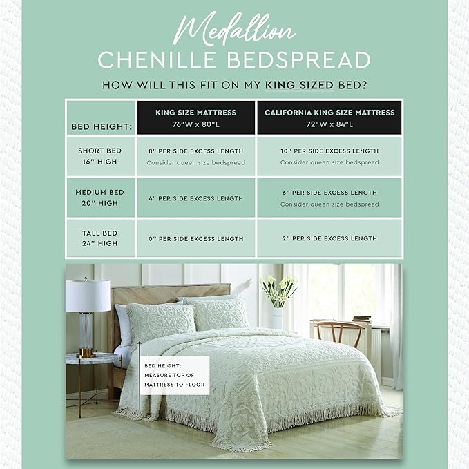 Beatrice Home Fashions Medallion Chenille Bedspread - Image 5