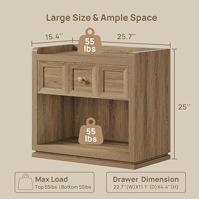 SICOTAS Night Stand Set 2, Large Queen Size Nightstands Set of 2, Modern - Image 2