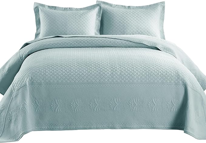 MarCielo 3-Piece 100% Cotton Oversized Bedspread Lightweight Quilt Coverlet - Image 9