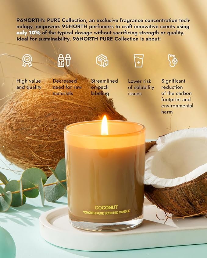 96NORTH | Pure Coconut Candle | 100% Natural Soy Wax | One Wick Jar Candle | - Image 3